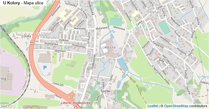 U Kolory - mapa ulice