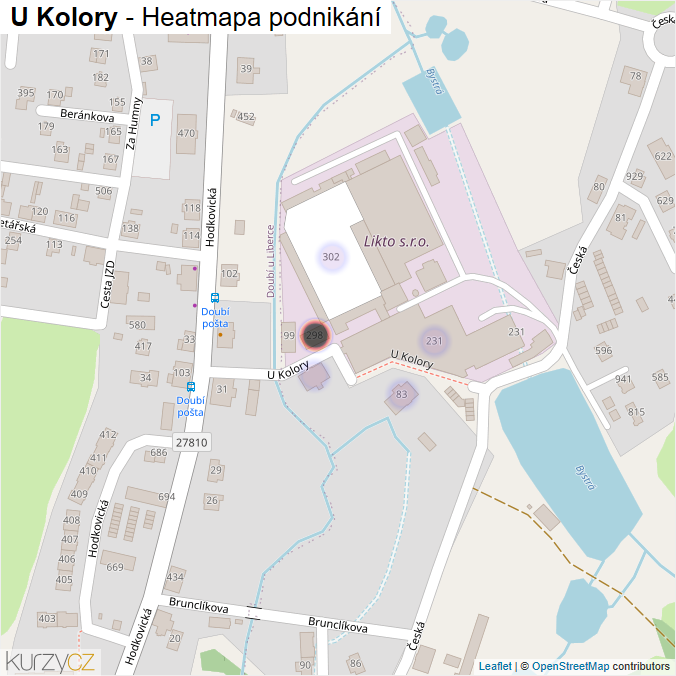 Mapa U Kolory - Firmy v ulici.