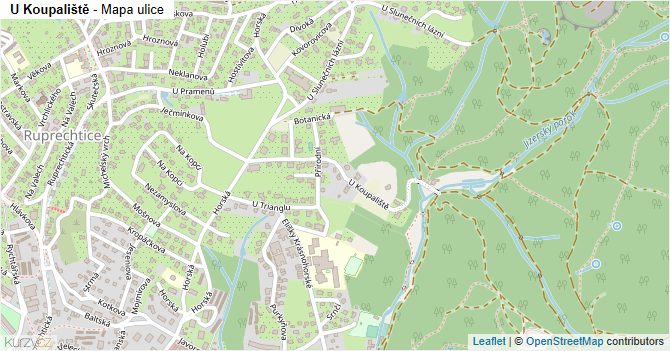 U Koupaliště - mapa ulice