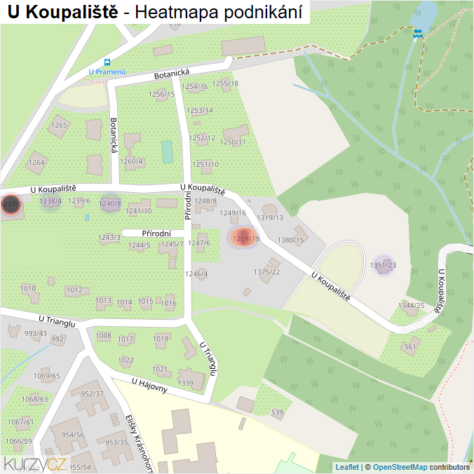 Mapa U Koupaliště - Firmy v ulici.