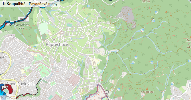 U Koupaliště - záplavové mapy stoleté vody