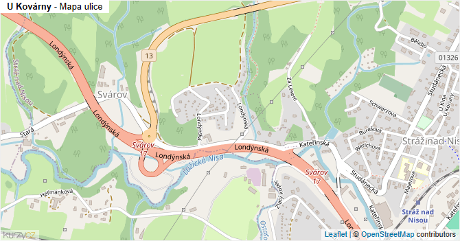 U Kovárny - mapa ulice
