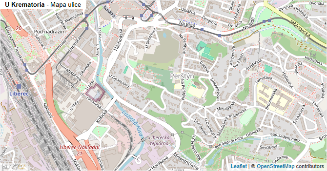U Krematoria - mapa ulice