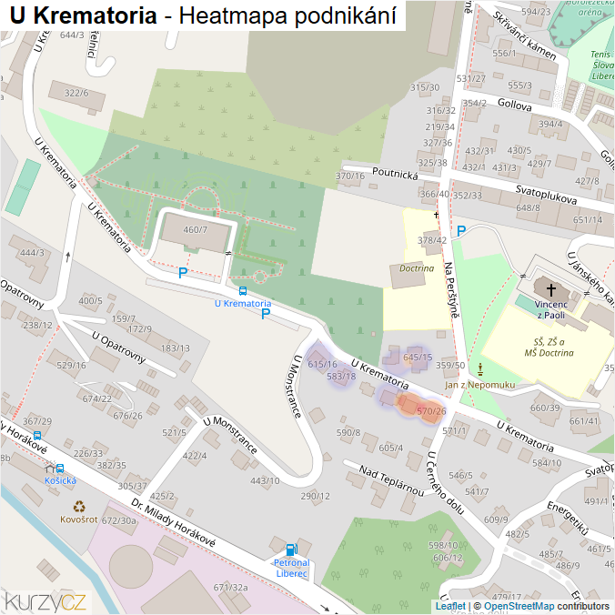 Mapa U Krematoria - Firmy v ulici.