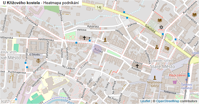 U Křížového kostela - mapa podnikání
