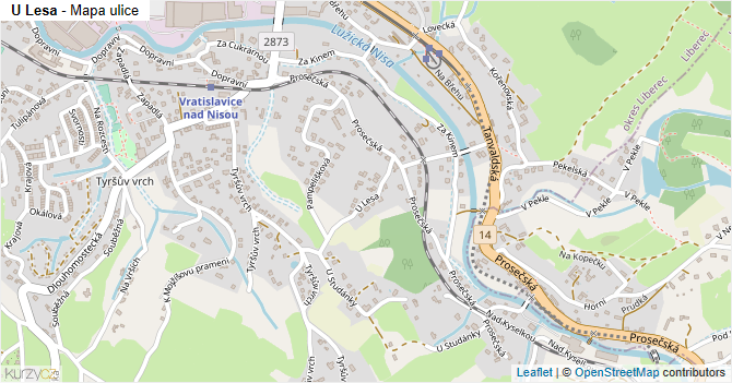 U Lesa - mapa ulice