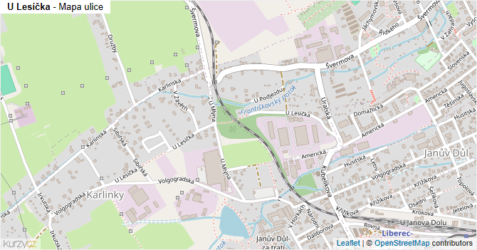 U Lesíčka - mapa ulice