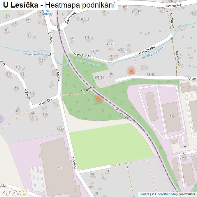 Mapa U Lesíčka - Firmy v ulici.