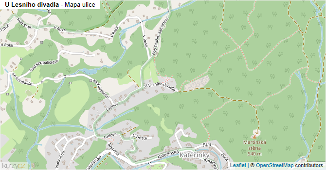 U Lesního divadla - mapa ulice