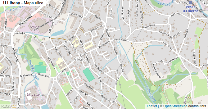 U Libeny - mapa ulice
