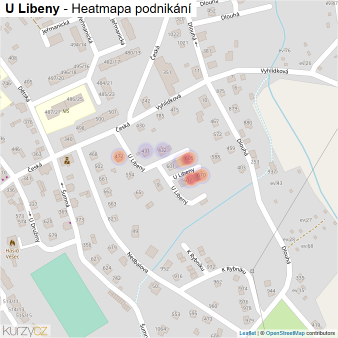 Mapa U Libeny - Firmy v ulici.