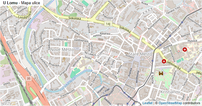 U Lomu - mapa ulice