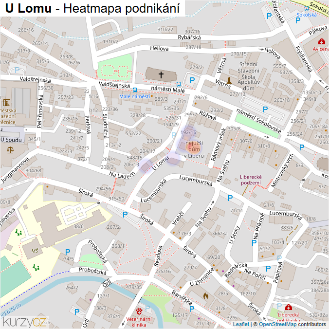 Mapa U Lomu - Firmy v ulici.
