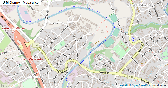 U Mlékárny - mapa ulice
