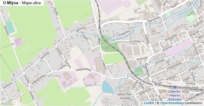 U Mlýna - mapa ulice