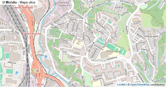 U Močálu - mapa ulice