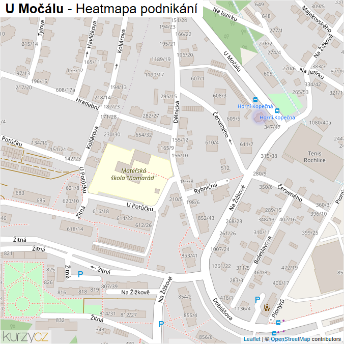 Mapa U Močálu - Firmy v ulici.
