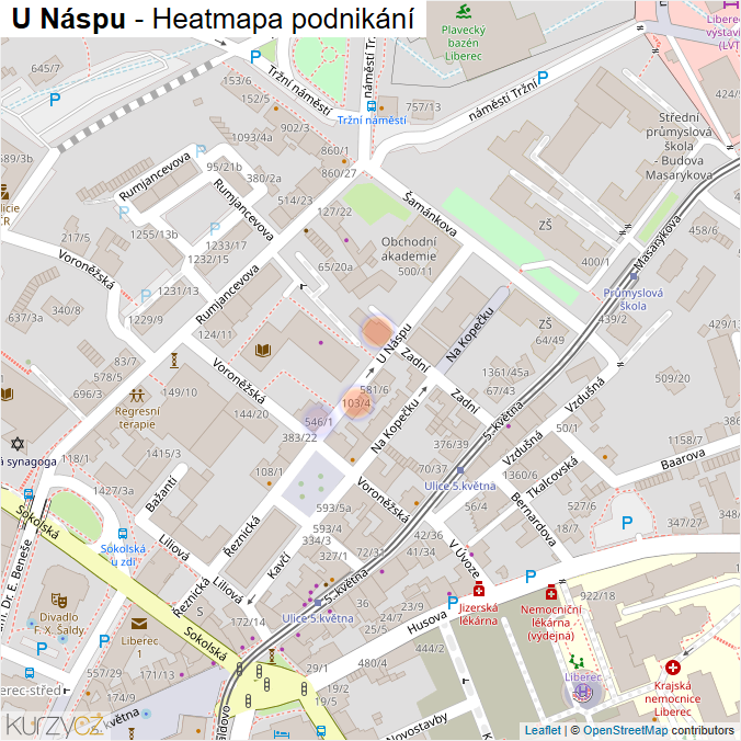 Mapa U Náspu - Firmy v ulici.