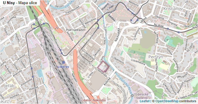 U Nisy - mapa ulice