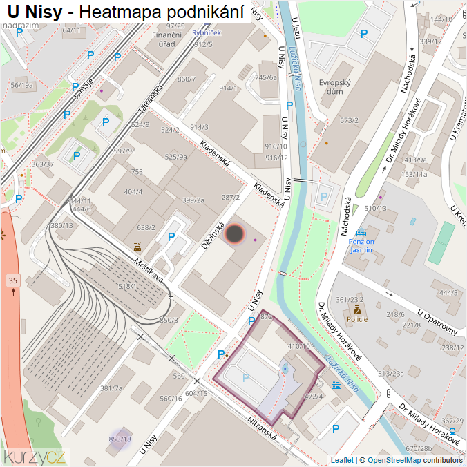 Mapa U Nisy - Firmy v ulici.