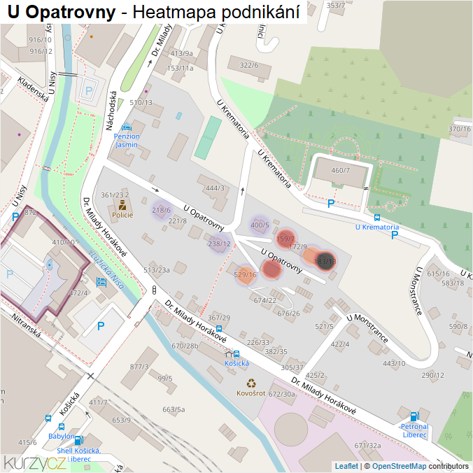 Mapa U Opatrovny - Firmy v ulici.