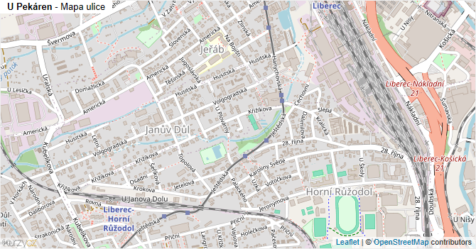U Pekáren - mapa ulice