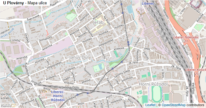 U Plovárny - mapa ulice