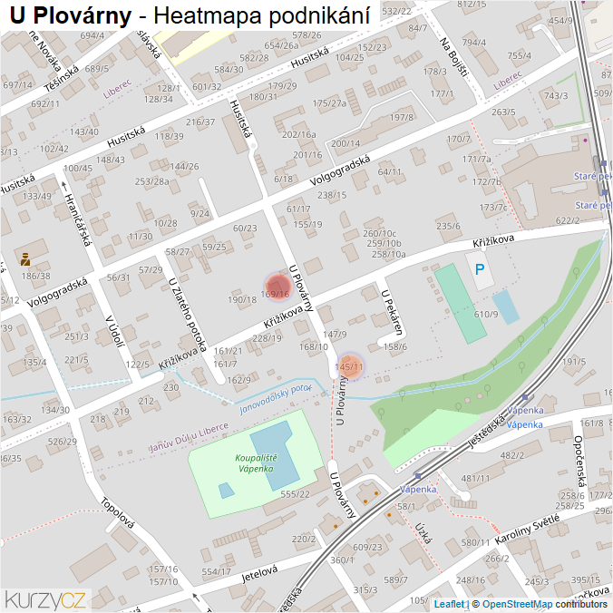 Mapa U Plovárny - Firmy v ulici.