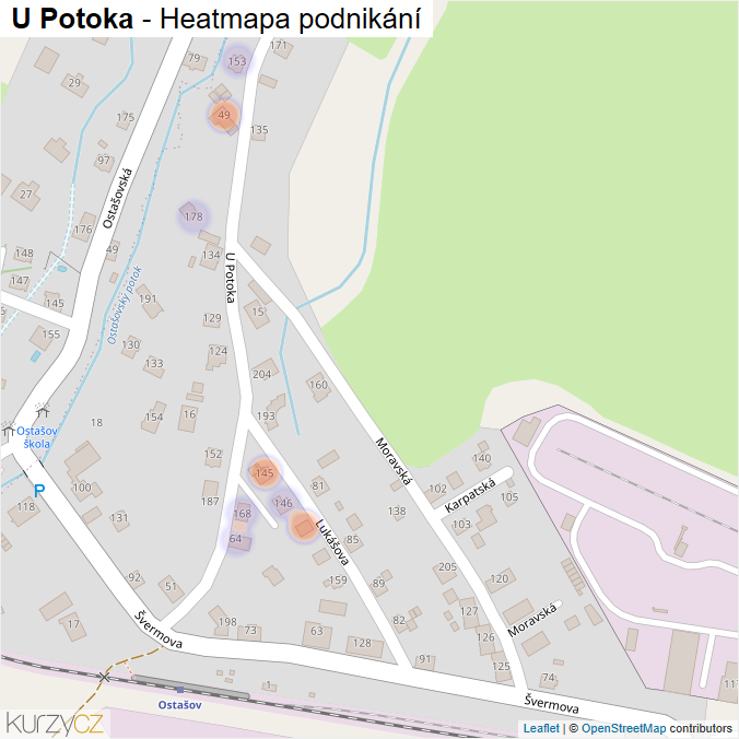 Mapa U Potoka - Firmy v ulici.