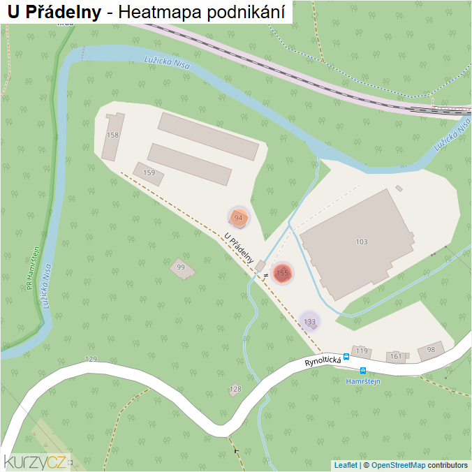 Mapa U Přádelny - Firmy v ulici.