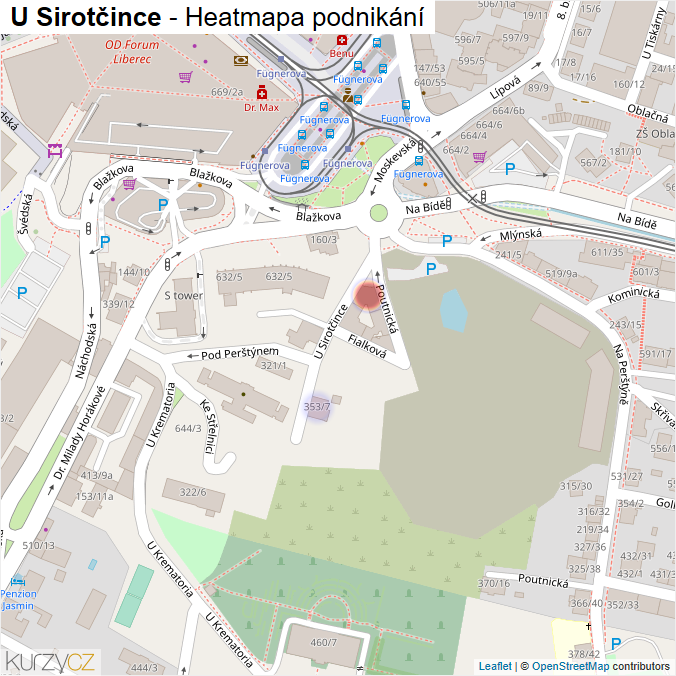 Mapa U Sirotčince - Firmy v ulici.