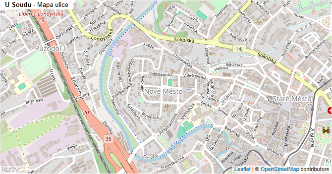 U Soudu - mapa ulice