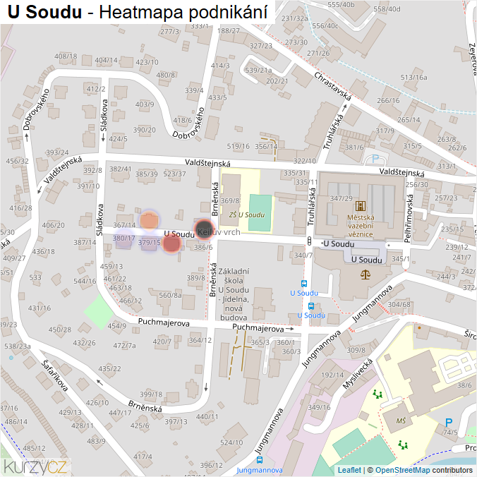 Mapa U Soudu - Firmy v ulici.