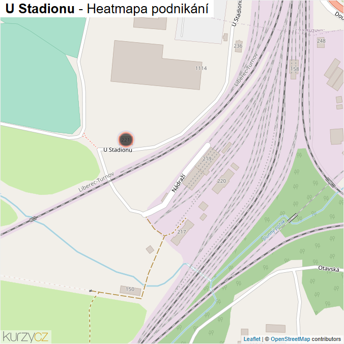 Mapa U Stadionu - Firmy v ulici.