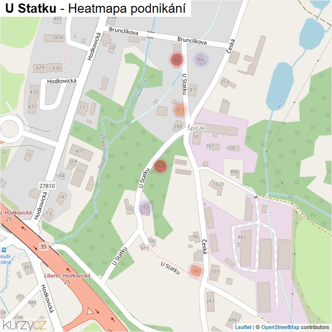 Mapa U Statku - Firmy v ulici.
