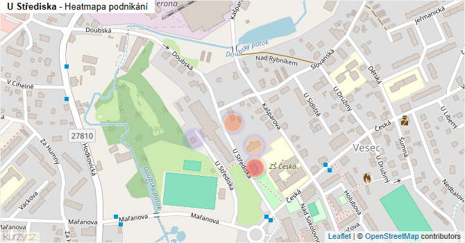 U Střediska - mapa podnikání