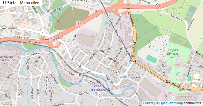U Strže - mapa ulice
