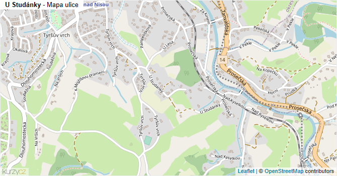 U Studánky - mapa ulice