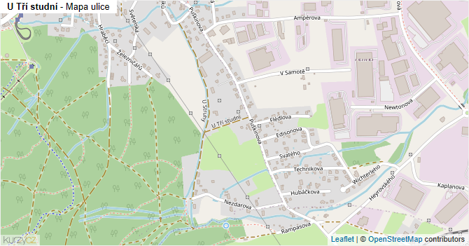 U Tří studní - mapa ulice