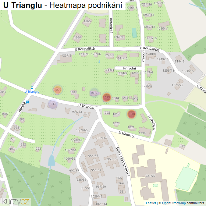Mapa U Trianglu - Firmy v ulici.