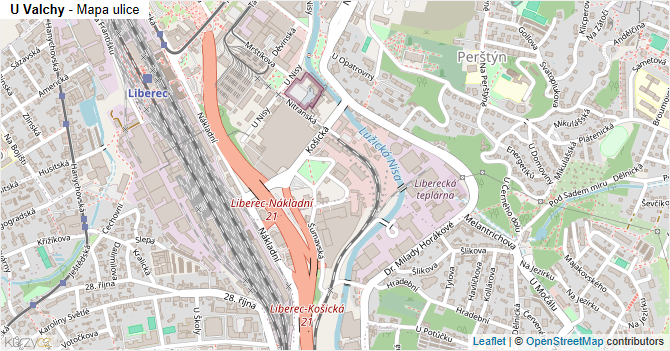 U Valchy - mapa ulice