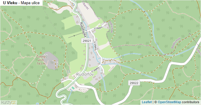 U Vleku - mapa ulice