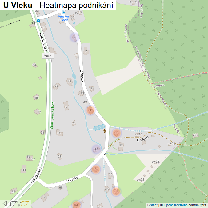 Mapa U Vleku - Firmy v ulici.