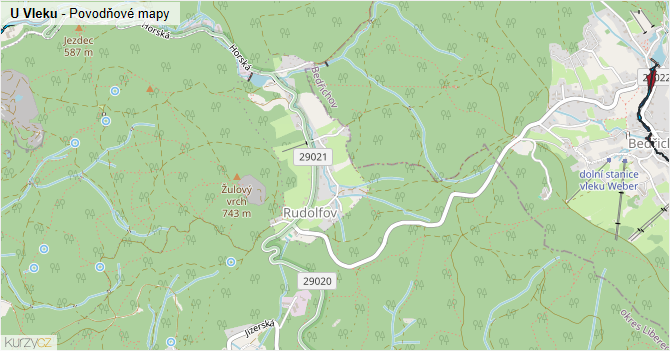 U Vleku - záplavové mapy stoleté vody