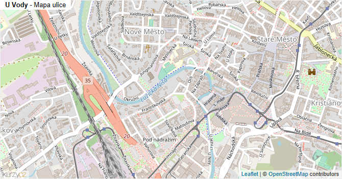 U Vody - mapa ulice