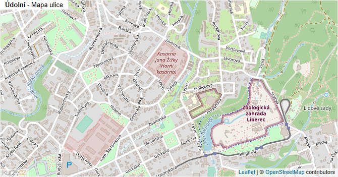 Údolní - mapa ulice