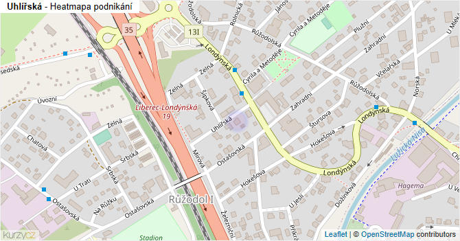 Uhlířská - mapa podnikání