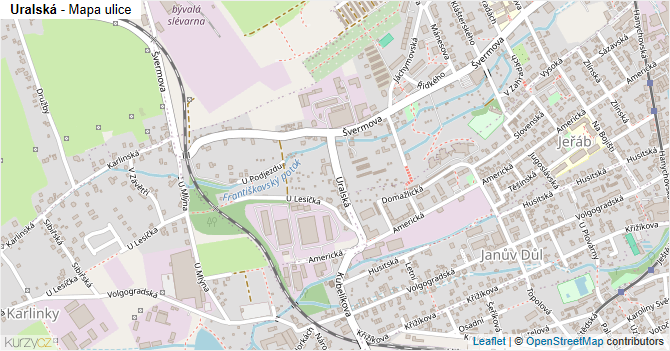 Uralská - mapa ulice