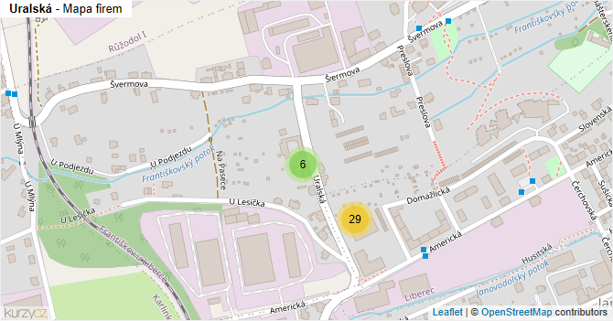 Uralská - mapa firem