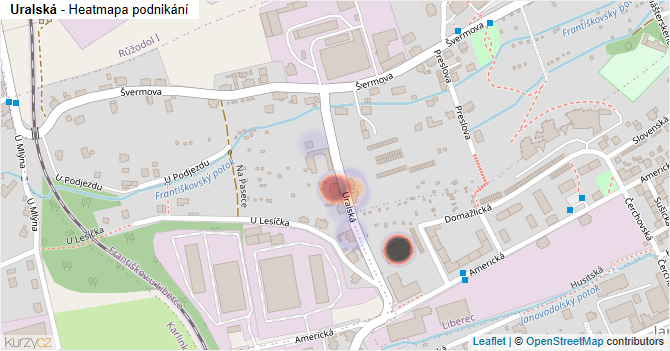 Uralská - mapa podnikání